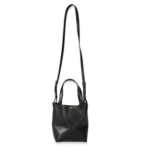 Loewe Black Shiny Calfskin Mini Puzzle Fold Tote